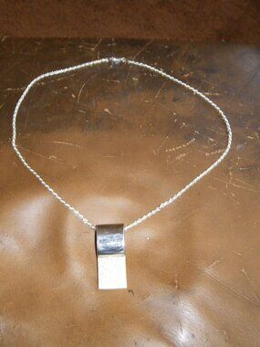 Women’s Sterling Silver Long Rope Necklace w/ Large Modern Statement Pendant